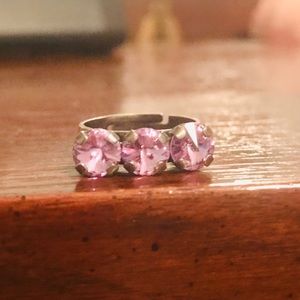 Sabika three stone cuff ring in light pink